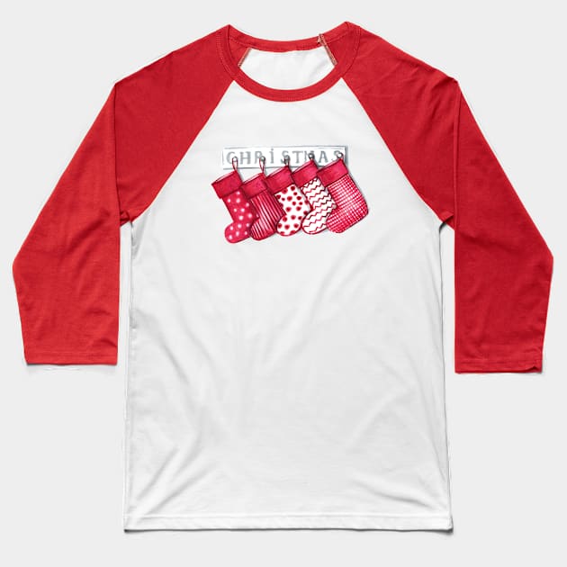 Christmas Socks Baseball T-Shirt by Svetlana Pelin